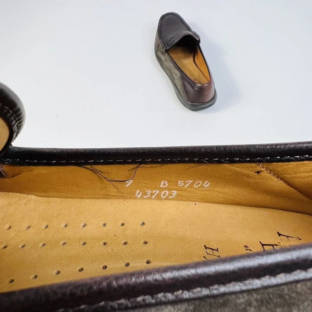 Allen Edmonds Hyde Brown Grey Two Tone Leather Mens‎ Penny Loafer Size 9